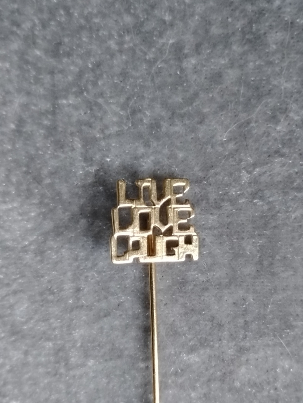 Vintage Gold-tone Square Script Stick Pin, Live Love, Laugh - Picture 2 of 5